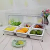 Plato para Exhibir Frutas con Tapa Bandeja para Platos Fríos Platos Marinados Melamina Rallada Rectangular Exhibidor de Postres para Buffet Comercial