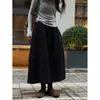 Saia Lã Casual Cintura Alta Outono/Inverno 2025, Saia Floral de Alto Padrão/Saia Bolha Preta/Saia Pequena Feminina