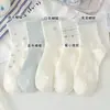Meias Azuis Novas de Primavera e Outono Meias Femininas de Cano Médio Estilo Coreano Moderno Estilo Campus Macias Sem Costura Esportivas Meias de Meio Comprimento com Laço