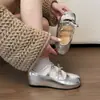 Sapatos Mary Jane femininos com aumento interno de 4cm, sapatilhas com solas macias, corte baixo, moda retrô francesa com detalhe de laço