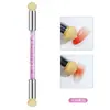 Pincel Duplo para Nail Art com Cabeça de Esponja para Gradiente e Mistura com Strass, Cabo de Cristal, Palito Pontilhador de Látex, Ferramenta para Pintura de Unhas, Fornecimento Exclusivo Transfronteiriço