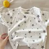 Camiseta Base Versátil Infantil Nueva Estrella Primavera y Otoño, Camiseta de Manga Larga Estampado Completo Unisex para Bebé, Top de Algodón Amigable con la Piel