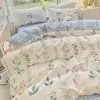 Conjunto Universal de Quatro Peças Floral Pequeno para Todas as Estações Capa de Edredom de Algodão Puro Lavado Conjunto de Cama de Três Peças para Dormitório Estudantil Solteiro e Casal