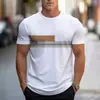 Comercio Exterior Transfronterizo Moda Estilo Callejero Casual Deportivo Rayas Estampado 3D Camiseta de Manga Corta para Hombre Top Versátil