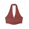 2026 Nuevo Top Corto de Cuello Halter Estilo Europeo y Americano 4387/349 Pantalones de Estilo Cruzado Decorados con Lazo 4387/249