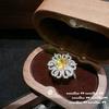 Anel de Gema Flor Papalacha Fuga da Princesa Banhado a Ouro 18K Anel de Coroa com Zircônia Verde Menta