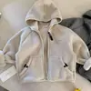 Sudadera con capucha para niños, top con forro polar, chaqueta con capucha de nuevo estilo para niños, sudadera para niños pequeños, chaqueta polar para bebé niña, moderna