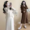 Vestido para Mujeres Embarazadas 2024 Otoño e Invierno Nueva Moda Temperamento de Alta Gama Impermeable Chaleco de Lana de Visón Vestido de Punto Base Delgado