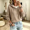 Moda europea y americana para mujer 2026 Sitio independiente de Amazon nuevo suéter con capucha de punto con cordón sudadera holgada prenda exterior