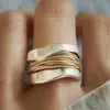 Anillo de Acero Inoxidable de Dos Tonos con Banda Ancha, Diseño Minimalista, Moda para Mujer, Joyería de Moda Personalizable, Transfronterizo Europeo y Americano