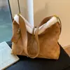 Bolso Invierno Gran Capacidad Bolso Tote para Mujer Piel de Cordero Estampado Retro Bolso de Hombro Versátil para Mujer Bolso de Trabajo para Viajar
