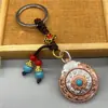 Suprimento direto Ornamento Tibetano Nove Palácios Oito Trigramas Rotativo Dupla Face Estilo Étnico Método Antigo Kodai Yaki Pingente Azul Chaveiro