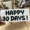 Adesivos de Feliz Aniversário com Letras Douradas Preto e Dourado Bobo Balão Adesivos de Parede para Balão Transparente Não Adesivo para Celebração de 100 Dias