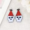 Acrílico Halloween horror cráneo boca cuchillo aretes DIY aretes collar material con agujero
