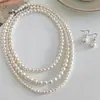 Collar de Perlas de Múltiples Capas Cruzadas Europeo y Americano Cadena para Clavícula Estilo Francés Elegante Collar con Sentido de Diseño de Nicho para Mujeres Venta al por Mayor