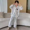 Pijama de forro polar de coral para niños para otoño e invierno, cárdigan de manga larga, ropa de estar holgada y elegante para adolescentes, prenda exterior de franela