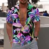 2024 Nueva Camisa de Manga Corta Estilo Hawái para Comercio Exterior con Estampado Digital 3D para Hombre Casual Talla Grande Camisa de Playa