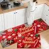 Conjunto de Duas Capachas de Cozinha Vermelhas de Natal, Tapetes Longos Antiderrapantes, Conjunto de Capachos de Porta de Cozinha Resistentes à Água e à Sujeira para Feriados em Casa