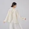 Ropa de práctica de danza moderna para mujer, top holgado y transpirable de Tencel con mangas de farol, ropa de baile clásica reversible con cordón