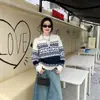 Suéter com zíper parcial Fair Isle, unissex, para outono e inverno, uma peça de outer wear de tricô retrô, de alta qualidade, com caimento solto, macia e versátil