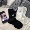 Meias Cartoon Estilo Japonês para Mulheres, Meias de Cano Médio, Meias de Algodão para Primavera e Outono, Meias Slouch Bordadas da Moda para Mulheres, Adequadas para Sapatos Birkenstock, Meias Longas