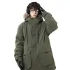 Estilo Nuevo Invierno 2025 Transfronterizo Chaqueta de Plumas con Capucha para Hombre con Cuello de Piel, Engrosada Cálida Holgada Talla Grande Abrigo de Moda