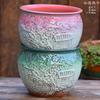 Vaso Grande de Terracota Feito à Mão, Vaso de Cerâmica Rústica de Grande Diâmetro para Suculentas e Flores, Vaso de Cerâmica para Plantas Suculentas com Formato de Tronco Velho