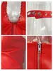 Fábrica Personalizada Europeu e Americano Transfronteiriço Amazon Couro PU Vermelho Top Cropped de Gola Alta Couro PU Shorts Ultra-curtos Emagrecedor Hot Girl