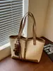 Bolso Tote de Hombro para Mujer, Bolso de Mano, Texturizado Casual Vintage, Gran Capacidad, Nuevo Verano 2026, Patchwork, Hebilla de Cierre, para Viajes Diarios