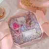 Caixa de Presente Rosa com Laço Ponto Nova Caixa Octogonal Caixa de Presente com Porta Dupla Embalagem para Batom Perfume Caixa Vazia