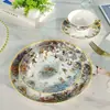 Serie Jungla de H Juego de Cuatro Piezas de Vajilla Europea Occidental Taza de Café y Platillo Plato Occidental Vajilla de Porcelana Ósea para el Hogar Venta al por Mayor