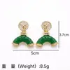 Pendientes de Segunda Mano de Qingdao Estilo Chino Nuevo Incrustados con Diamantes Verdes Lujo Ligero Moda Versátil Sensación de Alta Gama Pendientes de Temperamento Estilo Chino para Mujer