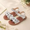 Sandálias Leves Resistentes ao Desgaste para Meninas Pequenas, Uso Diário, Multicor, Laço Brilhante, Estilo Retro Pastoral
