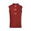2025 Vestido de Tricô Vazado com Flor Tridimensional para Garota Quente Casaco de Verão Feminino Elástico Justo sem Mangas Top de Tricô Tendência