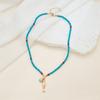 Moda Transfronteriza Collar Colorido con Cuentas Acero Titanio DIY Colgante de Pez Dorado Aretes Colgante Turquesa Cadena Clavícula Collar para Mujer