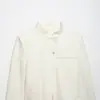 Roupas femininas populares da marca Z com mangas compridas e gola para e-commerce transfronteiriço, estilo europeu e americano, jaqueta branca curta estilo Zhongshan, outras ZA doces