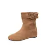 Botines Martin de Tacón Oculto para Mujer Botas Cortas 2026 Otoño/Invierno Nuevos Puntera Redonda Retro Adelgazantes Botas de Vaquero Occidental Botas de Caballero