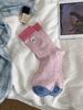 Calcetines de media caña estilo coreano, combinación de colores primavera y verano, bordado de dibujos animados dulces, punto de animalito cachorro, punto decorativo lindo, estilo académico, calcetines de rizo