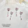 Accesorios Populares para Uñas con Borlas de Aleación y Diamantes Rosas, Colgante de Mariposa y Corazón de Plata Ultrabrillante de Lujo Ligero, Accesorios para Uñas Portátiles
