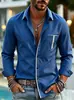 Estação da primavera e do outono, Amazon, AliExpress, transfronteiriço europeu e americano, nova camisa casual masculina de bolso com retalhos, corte solto, manga longa