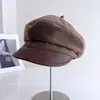Gorra Octogonal de Moda Retro Patchwork para Mujer Otoño Elegante Versátil Gorra de Periodista Visera para Viajes Festivos Tendencia