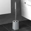 Conjunto de escova sanitária para uso doméstico, limpeza de banheiro, sem cantos mortos, com base, cabo longo.