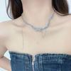 Collar de mariposa azul para mujer, estilo dulce y moderno, cadena de clavícula de princesa Mori avanzada, accesorios de moda Ins Trendy 2024, nuevo
