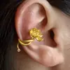 2026 Nuevo Estilo Estilo Chino Clip de Oreja de Loto Dorado para Mujer, Nuevo Cuff de Oreja Versátil Retro Chino, Pendiente Versátil Personalizado de Nicho