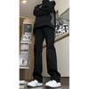 Pantalones de mezclilla suaves color negro puro corte slim alargados estilo American high street para hombre primavera y otoño cintura alta rectos estrechos