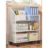 Estante Móvel Prateleira de Armazenamento Multicamadas Armazenamento de Livros Estante Carrinho de Armazenamento Prateleira de Leitura Estante de Ferro com Rodas