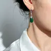 Brincos Tradicionais Estilo Chinês de Calcedônia Gota de Água Guochao Brincos Completos em Prata S925 Textura Brincos Clássicos Femininos Verde