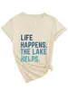A Vida Acontece o Lago Amazônia Ebay Site Independente Moda Versátil Camiseta Feminina de Manga Curta com Decote V