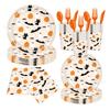 Novo Produto Transfronteiriço Halloween Fundo Damasco Abóbora Fantasma Gato Preto Louça Descartável Festa Festa Prato de Papel Descartável