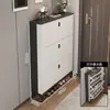 Armário de sapatos ultrafino para entrada de casa, à prova de poeira, grande capacidade, estilo com porta basculante, armário de entrada de luxo leve, armário de armazenamento de sapatos simples e moderno